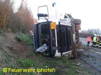 Umgestürzter Gefahrgut-LKW auf A7