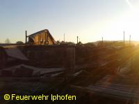 Die Brandstelle bei Sonnenaufgang